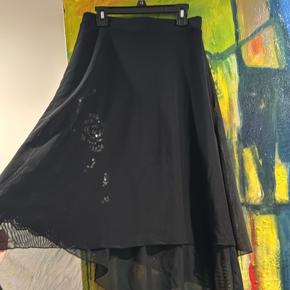 Black layered skirt with asymmetrical hem line and sequin detail - Picture 13 of 13